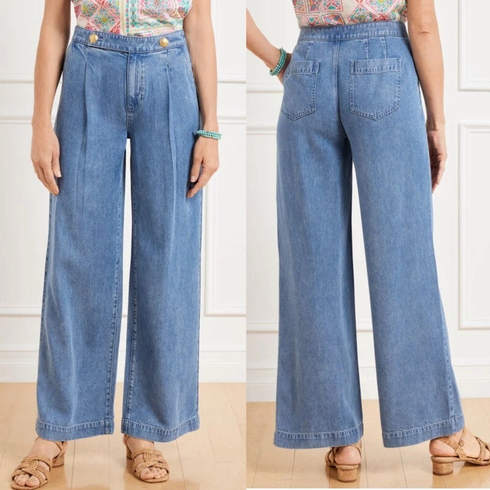 Talbots Light Blue Wide-Leg Denim Trousers
